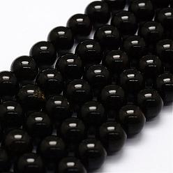 Golden Sheen Obsidian Natural Golden Sheen Obsidian Beads Strands, Round, 10mm, Hole: 1.2mm, about 42pcs/strand, 16 inch