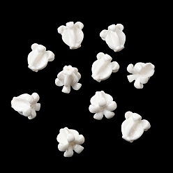 Blanc Perles de corail synthétiques, teint, fleur, blanc, 11.5~12x11.5~12x12.5mm, Trou: 1.6mm
