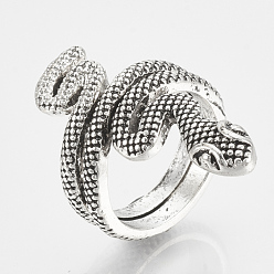 Antique Silver Alloy Finger Rings, Snake, Antique Silver, Size 8, 18mm