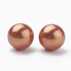 Chocolate Eco-Friendly Plastic Imitation Pearl Beads, High Luster, Grade A, Round, Chocolate, 40mm, Hole: 3.8mm