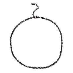 Black 304 Stainless Steel Mesh Chain Necklace, Black, 16-1/8~16-1/4 inch(41~41.3cm)