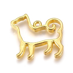 Golden Alloy Open Back Bezel Pendants, For DIY UV Resin, Epoxy Resin, Pressed Flower Jewelry, Dog, Golden, 19x21x2.5mm, Hole: 1.5mm