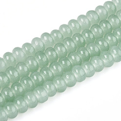 Темный Морско-зеленый Имитация нефритовые четки стекла, прозрачные бусины-рондели, окрашенные в технике выпечки, темно-зеленый, 6~6.5x3.5~4 мм, отверстие : 1.2 мм, около 185~193 шт / нитка, 29.92~31.10 дюйм (76~79 см)