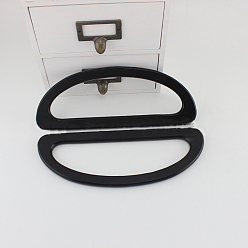 Black Wood Bag Handle, D-shaped, Bag Replacement Accessories, Black, 9x24cm, Inner Diameter: 19.5cm