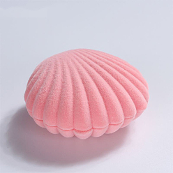 Pink Shell Shaped Velvet Jewelry Storage Boxes, Jewelry Gift Case for Earrings Pendants Rings, Pink, 6x5.5x3cm