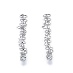 Platinum Brass Stud Earring Findings, with Horizontal Loops, Twist Column, Platinum, 21.5~21.6x4.7~4.8mm, Hole: 1mm, Pin: 0.7mm