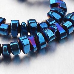 Blue Plated Electroplate Non-magnetic Synthetic Hematite Bead Strands, teardrop, Blue Plated, 6x4x3mm, Hole: 1mm, about 135pcs/strand, 15.7 inch