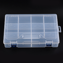 White Plastic Bead Containers, 10 Compartments, about 29.6cm long, 19.6cm wide, 6cm high
