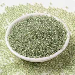 (RR1135) Внутри Окрашенный Лаймовый Миюки круглые бусины рокайль, японский бисер, 11/0, (rr 1135) внутри окрашенной извести, 2x1.3 мм, отверстие : 0.8 мм, Около 1111 шт / 10 г