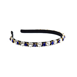 blue Simple Diamond Pearl Headband for Women - Elegant and Stylish Hair Accessories.