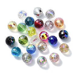 Mixed Color AB Color Plated Glass Beads, Faceted Round, Mixed Color, 10x9mm, Hole: 1.5mm