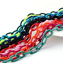 Mixed Color Handmade Nylon Cable Chains Loop, Oval, Mixed Color, 12~14x7~10x2mm, about 95cm/strand, 37.4 inch