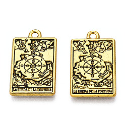 Antique Golden Rack Plating Alloy Pendants, Cadmium Free & Nickel Free & Lead Free, Tarot Charms, Antique Golden, Antique Golden, 23.5x14.5x1.5mm, Hole: 1.8mm