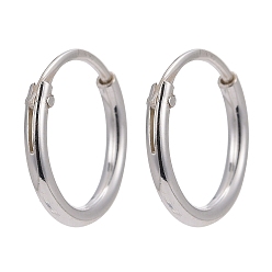Silver 925 Sterling Silver Hoop Earring Findings, Ring, Silver, 10x1.2mm, Pin: 0.7mm
