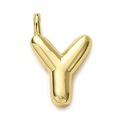 Letter Y Латунные подвески, долговечный, стойки покрытие, без кадмия и без свинца, реальный 18 k позолоченный, Письмо Y, 15.5x10.5x4.5 мм, отверстие : 2.5 мм