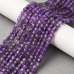 Аметист Природный аметист нитей бисера, граненые, кубические, 4x4x4 мм, отверстие : 0.8 мм, около 95 шт / нитка, 15.35 дюйм (39 см)