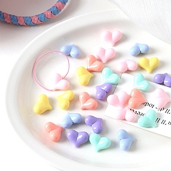 Mixed Color Opaque Acrylic Beads, Heart, Mixed Color, 18x23mm, about 240pcs/bag