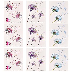 Mixed Color Dandelion Body Art Tattoos, Waterproof Self Adhesive Temporary Tattoo, Mixed Color, 15x10.5cm
