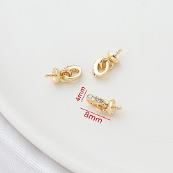 Golden Brass with Cubic Zirconia Peg Bails, Cup Peg Bails, Golden, 8x4mm