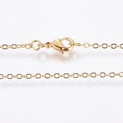 Золотой Экологически чистые ожерелья из латуни с покрытием стойки, Кабель цепи, долговечный, без свинца и без никеля , золотые, 23 дюйм (58.5 см)