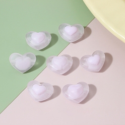 Lilas Perles acryliques givrés, Perle en bourrelet, cœur, lilas, 13x17mm, Trou: 3mm