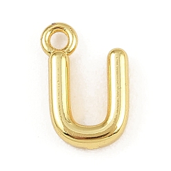 Letter U Латунь прелести, стойки покрытие, долговечный, без кадмия и без свинца, реальный 18 k позолоченный, Буква U, 9x6x2 мм, отверстие : 1.2 мм