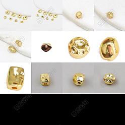 Mixed Shapes 60Pcs 12 Styles Brass Beads, Real 18K Gold Plated, Mixed Shapes, 5~10x6~8x2.5~3mm, Hole: 1.5mm, 5pcs/style