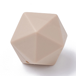 Tan Food Grade Eco-Friendly Silicone Focal Beads, Chewing Beads For Teethers, DIY Nursing Necklaces Making, Icosahedron, Tan, 16.5x16.5x16.5mm, Hole: 2mm
