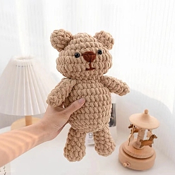 Khaki DIY Bear Display Decoration Crochet Kit, Including Embroidery Needles & Thread, Khaki, 10mm