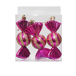 Camellia Plastic Christmas Candy Pendant Decorations, for Christmas Tree Hanging Decorations, Camellia, 120x60mm, 3pcs/box