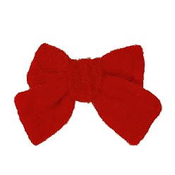 Red Mink-like Hair Barrette, with Metal Findings, Bowknot, Red, 120x170mm