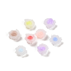 Mixed Color Luminous Resin Decoden Cabochons, Glow in the Dark Flower, Mixed Color, 7.5x7x3mm