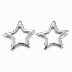 Stainless Steel Color 304 Stainless Steel Links, Star, Stainless Steel Color, 16x17x2mm, Hole: 8x8mm
