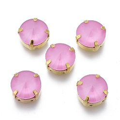 Розовый Шить на горный хрусталь, стиль мокко, стекло горный хрусталь, с золотыми тонами латунных зубьев, аксессуары для одежды, конус, горный хрусталь Риволи, светло-розовый, 12x7 мм, отверстие : 1.2 мм