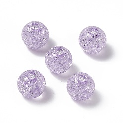 Lilac Transparent Crackle Acrylic Bead, Round, Lilac, 14x12.5mm, Hole: 3.7mm, 375pcs/500g
