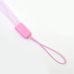 Pearl Pink Rubber Lanyard Straps, with Plastic Findings, Pearl Pink, 15.3 inch