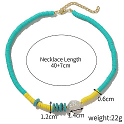 ③ N2204-23 Turquoise Green Soft Clay Colorful summer clay pearl necklace - unique design, turquoise, fashionable collarbone chain.