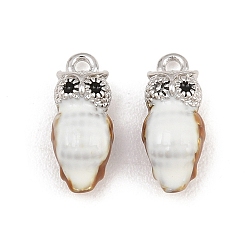 Brun Saddle Laiton émail pendentifs, charmes hibou, selle marron, 14x6x5mm, Trou: 1.4mm