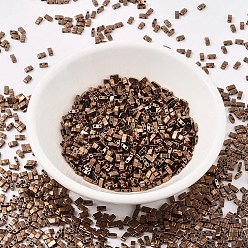 (HTL457B) Металлический Темный Малиновый Ирис Миюки половина бусины тила, японский бисер, 2 отверстие, (htl 457 b) металлический темный малиновый ирис, 5x2.3x1.9 мм, отверстие : 0.8 мм, Около 250 шт / 10 г