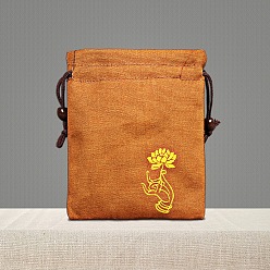 Сэнди Коричневый Подарочные сумки для благословения из хлопка и льна в китайском стиле, мешочки для хранения украшений с бархатной внутри, для упаковки конфет на свадьбу, прямоугольные, песчаный коричневый, 16x12 см