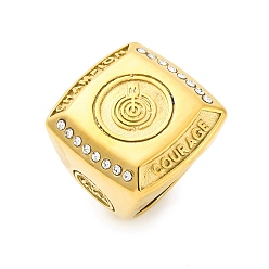 Золотой 304 женские кольца из нержавеющей стали со стразами, ионное покрытие (ip), квадратный, золотые, размер США 13 (22.2 мм)