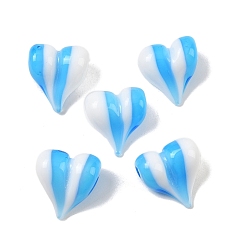 Светло-Голубой Бусины лэмпворк , сердце, Небесно-голубой, 17~19x15~17.5x10~12 мм, отверстие : 1.8~2 мм