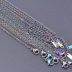 Rainbow Color 304 Stainless Steel Cable Chain Necklace, Rainbow Color, 15.75 inch(40cm), Wide: 1.5mm
