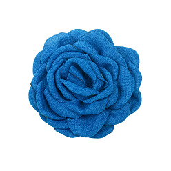 Dodger Blue Satin Fabric Handmade 3D Camerlia Flower, DIY Ornament Accessories for Shoes Hats Clothes, Dodger Blue, 80mm