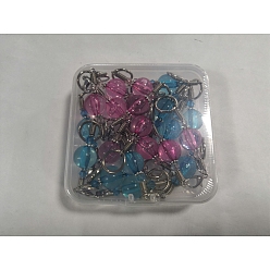 Mixed Color Gorgecraft 20Pcs 2 Colors DIY Keychain Making Kits, including Transparent Acrylic Beads, Iron Coil Cord Ends & Open Jump Rings, Zinc Alloy Lobster Claw Clasps, Tibetan Style Alloy Daisy Spacer Beads, Mixed Color, 6cm, 10pcs/color