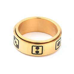 Golden Titanium Steel Spinner Ring, with Dice Pattern, Wide Band Rings for Men, Golden, 8mm, Inner Diameter: 17.3mm