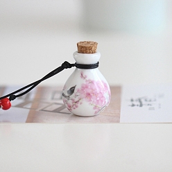 Pearl Pink Porcelain Perfume Bottle Necklaces, Pendant Necklace, Pearl Pink, Pendnat: 37mm