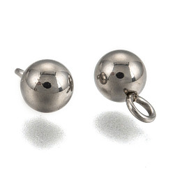 Stainless Steel Color Smooth 201 Stainless Steel Pendant End Piece, Stainless Steel Color, 10x6mm, Hole: 2.5mm