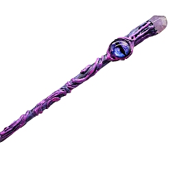 Amethyst Natural Amethyst Witch Magic Stick, Cosplay Evil Eye Magic Wand, for Witches and Wizards, 350mm