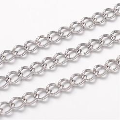 Stainless Steel Color 304 Stainless Steel Curb Chains, Unwelded, with Spool, for Jewelry Making, Stainless Steel Color, 5x3.5x0.8mm, about 65.61 Feet(20m)/roll